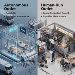 Autonomous fast food vs Human-run outlets: Scalability and maintenance insights